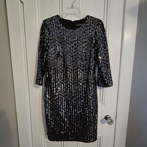 Julia Jordan Women's 6 Velour Sequin 3/4 Sleeves Cocktail Formal Lined Dress EUC